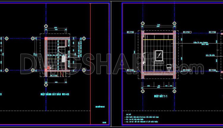 312. Free Download Of Cad Technical Drawings For The Construction Of Bathrooms In Townhouses (3)