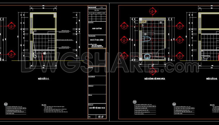 314. Free Download Of Cad Technical Drawings For The Construction Of Bathrooms In Townhouses (3)