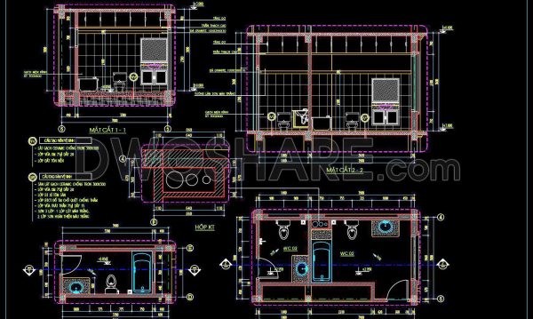 2 years ago
                

                
             785315. Free download of CAD technical drawings for the construction of bathrooms in townhouses