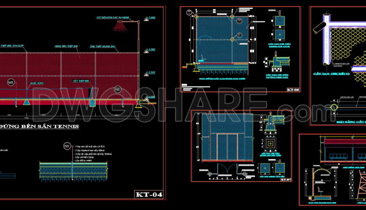 36. Download Detailed Cad Drawings For Tennis Court Construction Design (4)