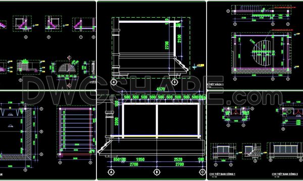 366. Free download of detailed architectural CAD drawings for facades, balconies in townhouses