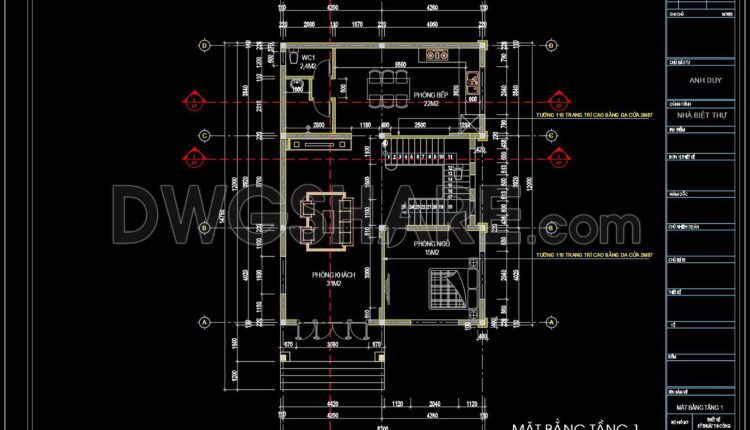 399. Download Cad Design Drawings For A 2-story House With Dimensions 8.7m X 13.5m (1)