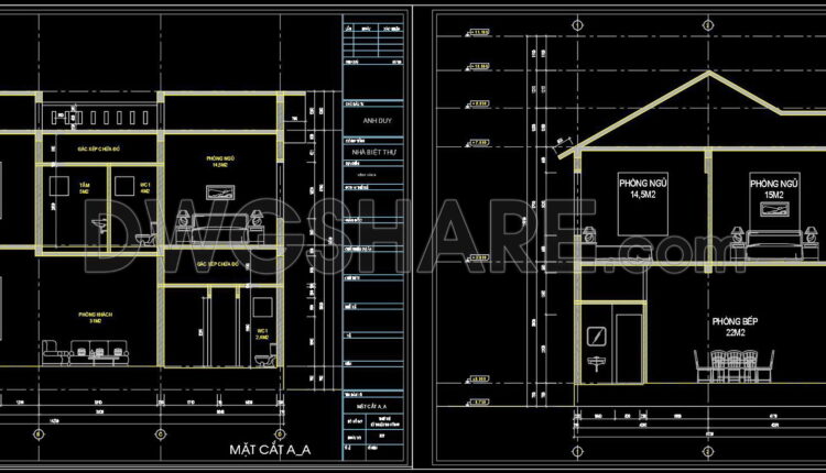 399. Download Cad Design Drawings For A 2-story House With Dimensions 8.7m X 13.5m (5)