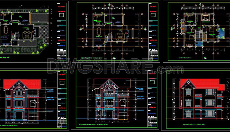 402. Download Cad Design Drawings For A 3-story House With Dimensions 12.5m X 15.2m (1)