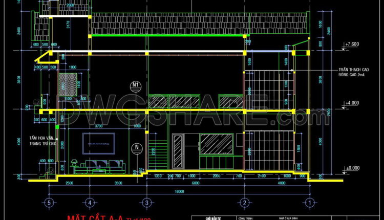403. Download Cad Design Drawings For A 2-story House With Dimensions 6.6m X 16m (6)