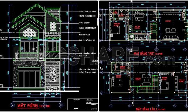 2 years ago
                

                
             1,262403. Download CAD Design Drawings for a 2-Story House with Dimensions 6.6m x 16m