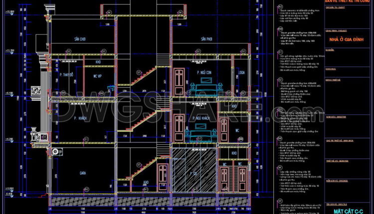467. Download Cad Design Drawings For A 4-story House With Dimensions 10m X 17.5m (11)