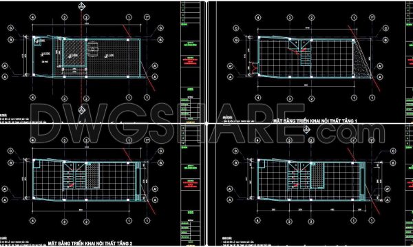 60. Download free detailed CAD drawings of floor plans for a 5-story townhouse