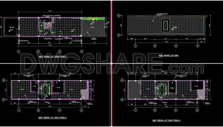 61. Download Free Detailed Cad Drawings Of Floor Plans For A 3-story Townhouse