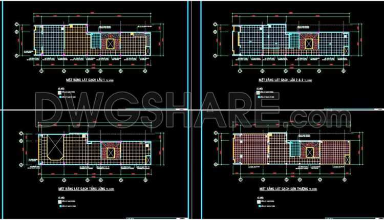 63. Download Free Detailed Cad Drawings Of Floor Plans For A 3-story Townhouse