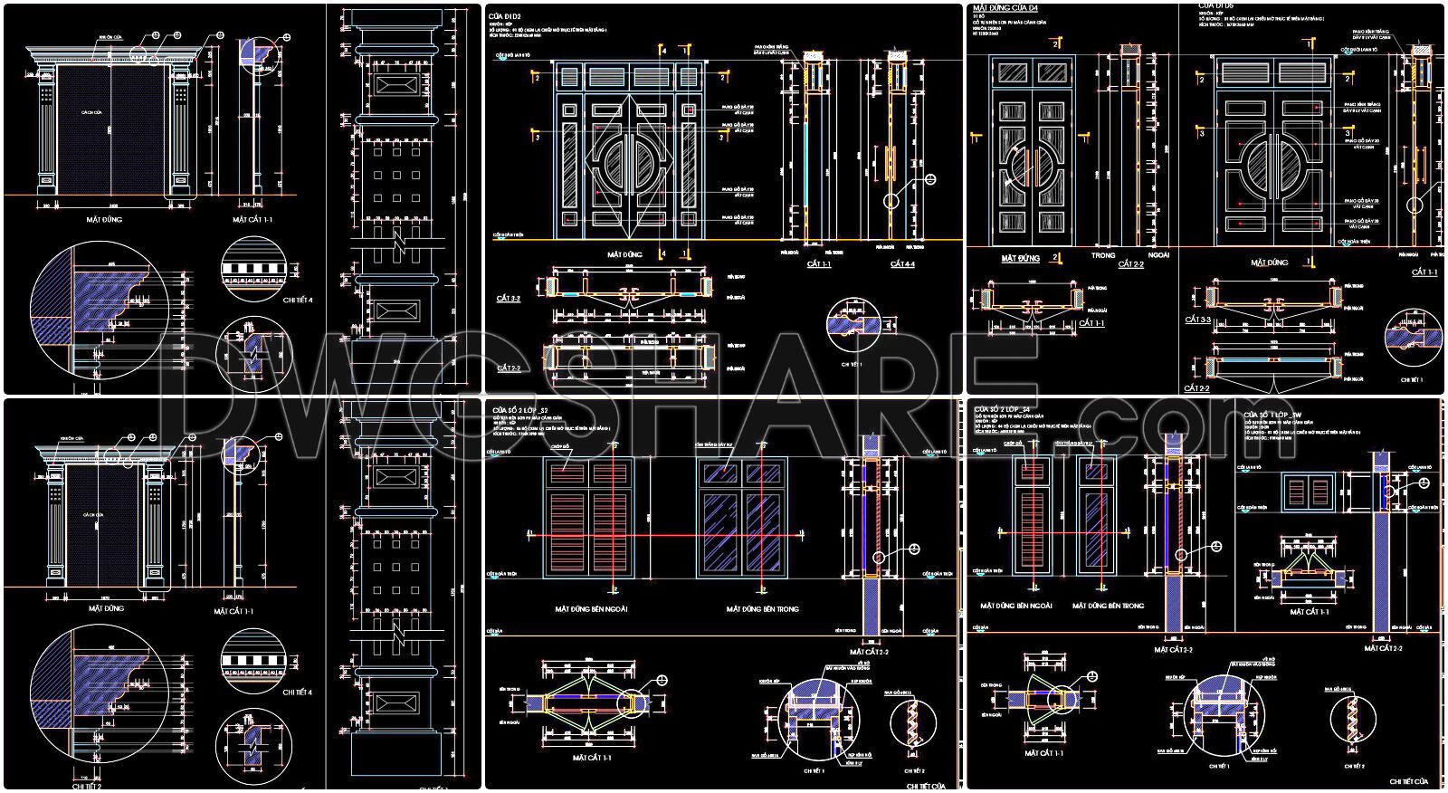 636. Detailed CAD Drawings Of Doors, Windows For Download