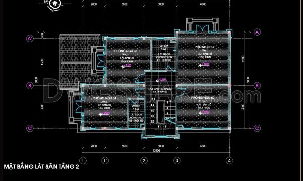 68. Download free detailed CAD drawings of floor plans for a 3-story townhouse