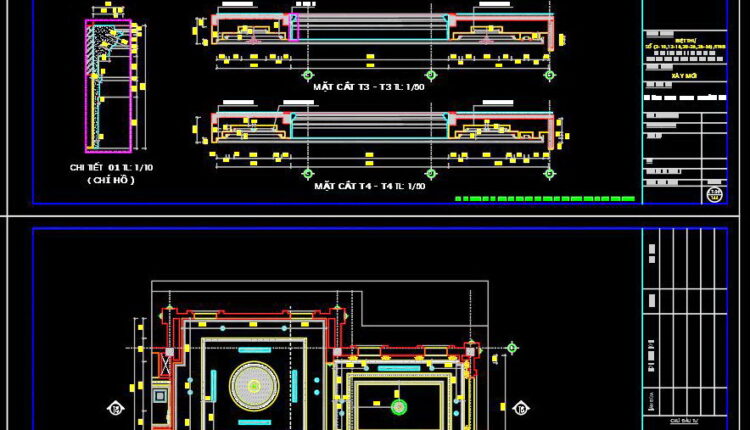 161. Detailed Cad Drawings For The Ceiling Layout Design Of A 3-story Townhouse (2)