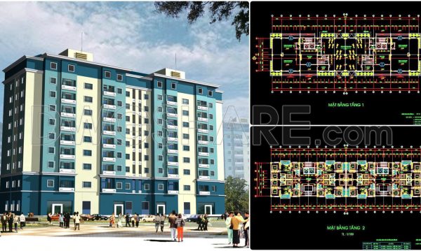 19. CAD drawings of a 10-story high-rise residential building project with a total area of 1,130 m2