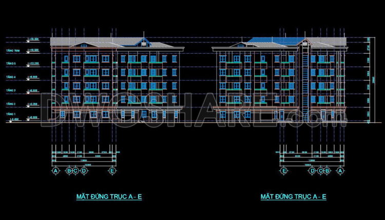 20. Cad Drawings Of A 5-story High-rise Residential Building Project With A Total Area Of 1,100 M2 (4)