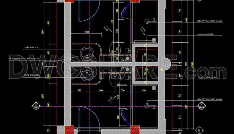 329. Free Download Of Cad Technical Drawings For The Construction Of Bathrooms In Townhouses (10)