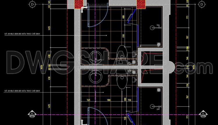 329. Free Download Of Cad Technical Drawings For The Construction Of Bathrooms In Townhouses (12)