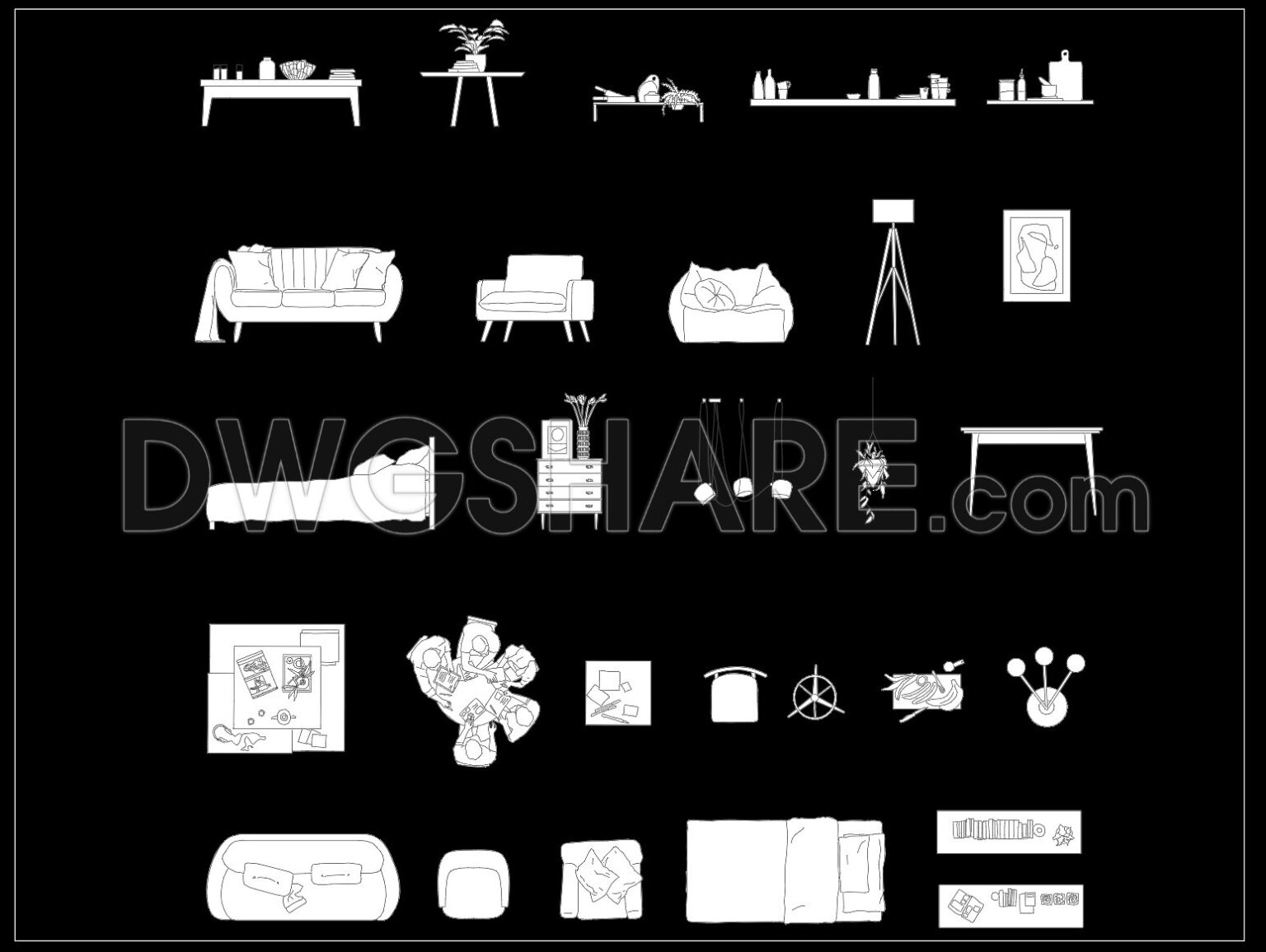 343. CAD Blocks Furniture for Living room