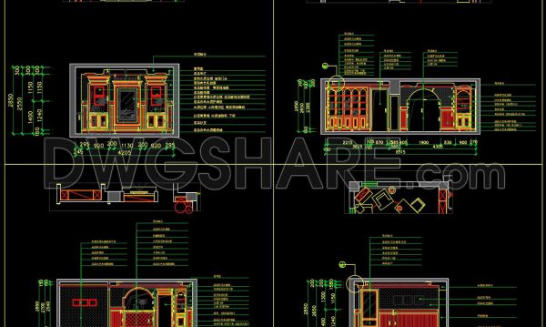 374. Download detailed construction drawings of wood wall cladding for an American-style villa