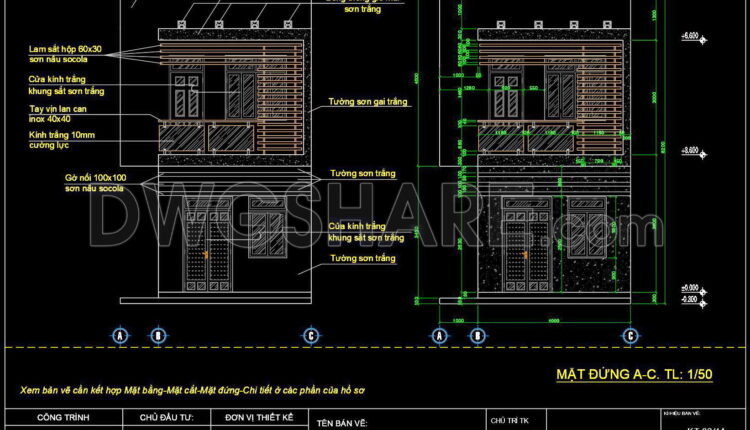 408. Download Cad Design Drawings For A 2-story House With Dimensions 5m X 13.3m (5)