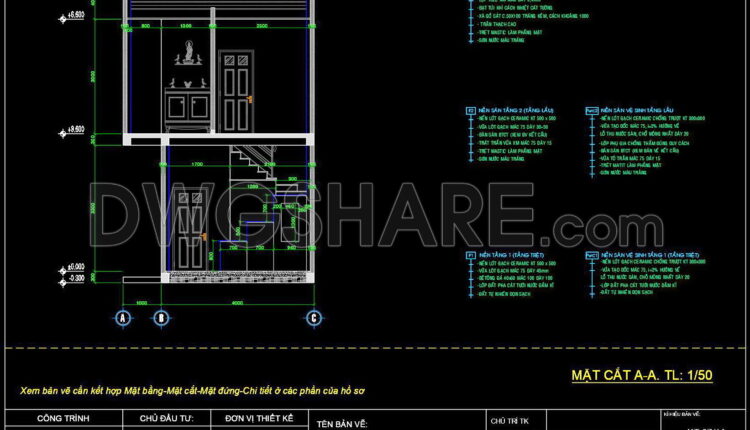408. Download Cad Design Drawings For A 2-story House With Dimensions 5m X 13.3m (6)