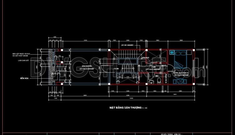 411. Download Cad Design Drawings For A 4-story House With Dimensions 4m X 15m (5)
