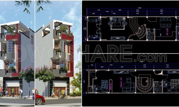 2 years ago
                

                
             1,369412. Download CAD Design Drawings for a 4-Story House with Dimensions 4m x 16m