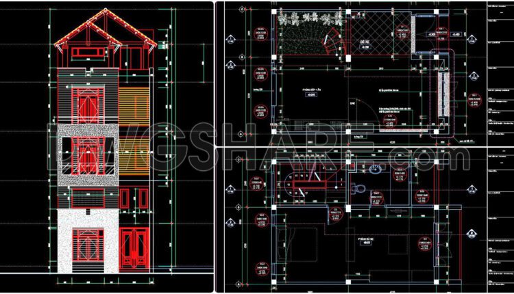 413. Free Download Cad Design Drawings For A 4-story House With Dimensions 6m X 8.5m