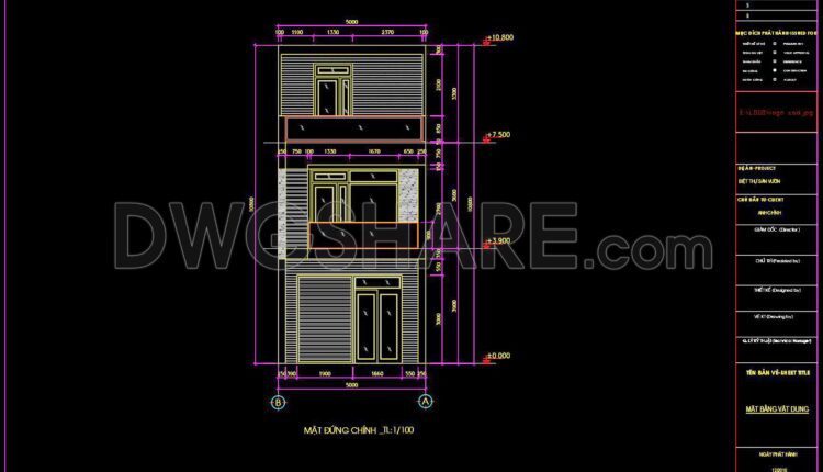 418. Free Download Cad Design Drawings For A 3-story House With Dimensions 5m X 18.5m (5)