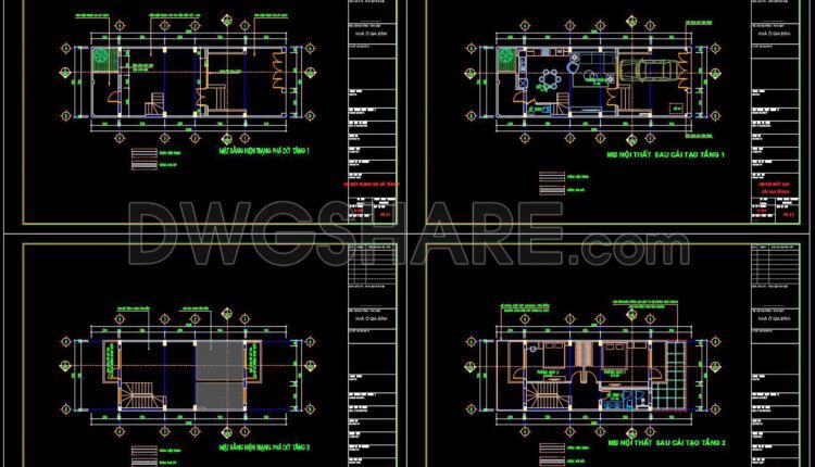 419. Free Download Cad Design Drawings For A 3-story House With Dimensions 5.5m X 15.2m (1)