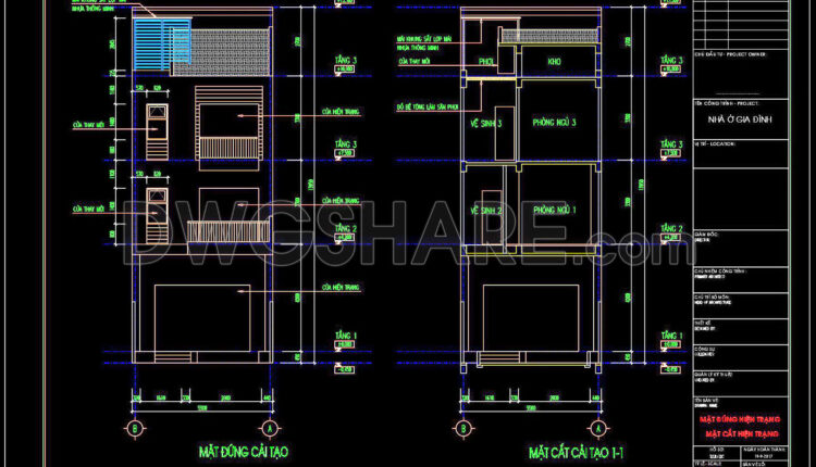 419. Free Download Cad Design Drawings For A 3-story House With Dimensions 5.5m X 15.2m (4)