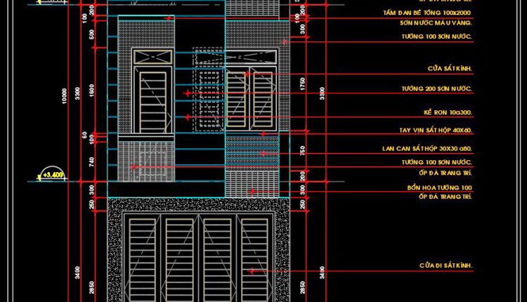 469. Download Cad Design Drawings For A 3-story House With Dimensions 3.4m X 11.3m (6)