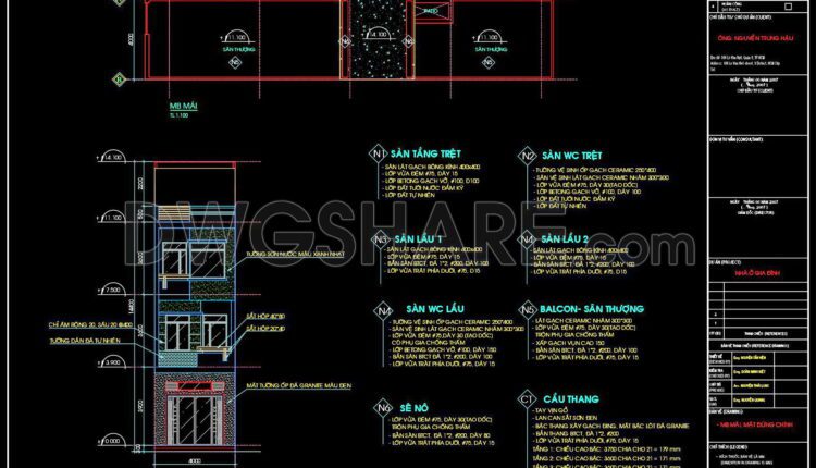 470. Download Cad Design Drawings For A 3-story House With Dimensions 4m X 20m (3)