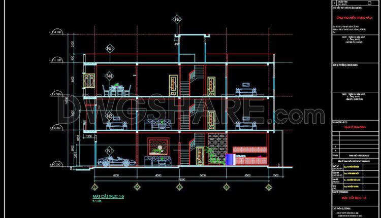 470. Download Cad Design Drawings For A 3-story House With Dimensions 4m X 20m (4)