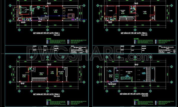 2 years ago
                

                
             1,501115. CAD drawings detailing the design of water supply and drainage systems for a 3-story townhouse