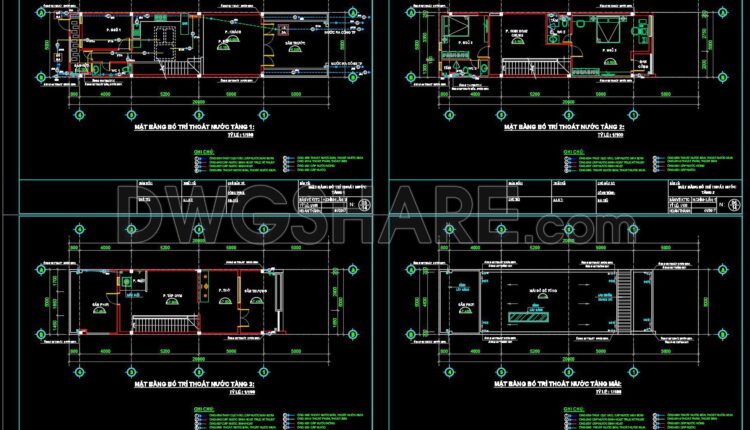 115. Cad Drawings Detailing The Design Of Water Supply And Drainage Systems For A 3-story Townhouse (2)