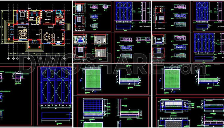 23. Free Cad Construction Drawings For The Interior Of The Bedroom Of A Townhouse