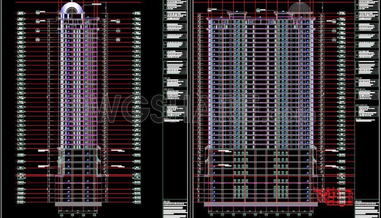 28. Download Of Cad Elevations And Sections For A 35-story Apartment Building (7)
