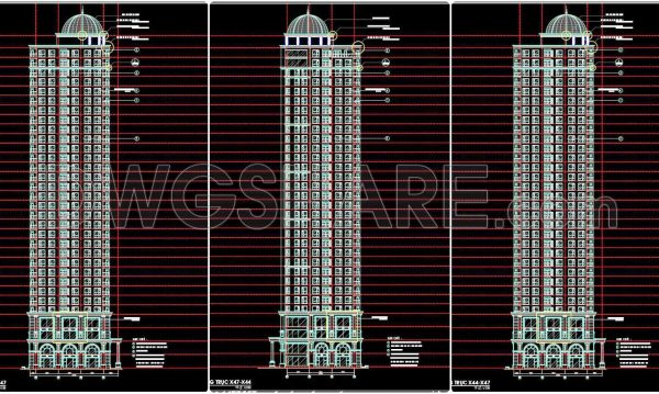 28. Free Download of CAD Elevations for a 35-Story Apartment Building