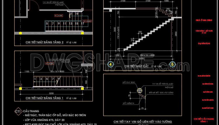 280. Download Detailed Cad Drawings Of Townhouse Stairs (1)