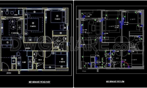 30. Free download the CAD drawing of an 83m2 apartment floor plan design