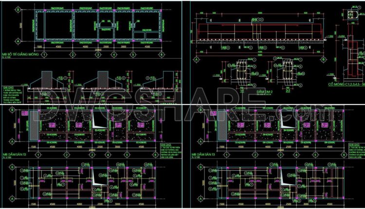 301. Structural Drawings Of 3-story House A Complete Project 5m X 20m For Download