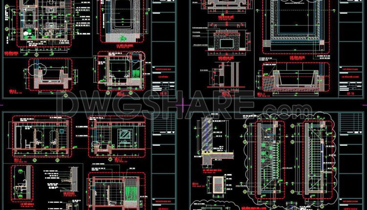 330. Free Download Of Cad Technical Drawings For The Construction Of Bathrooms In Townhouses (2)