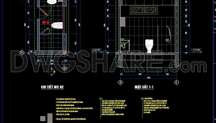 333. Free Download Of Cad Technical Drawings For The Construction Of Bathrooms In Townhouses (2)