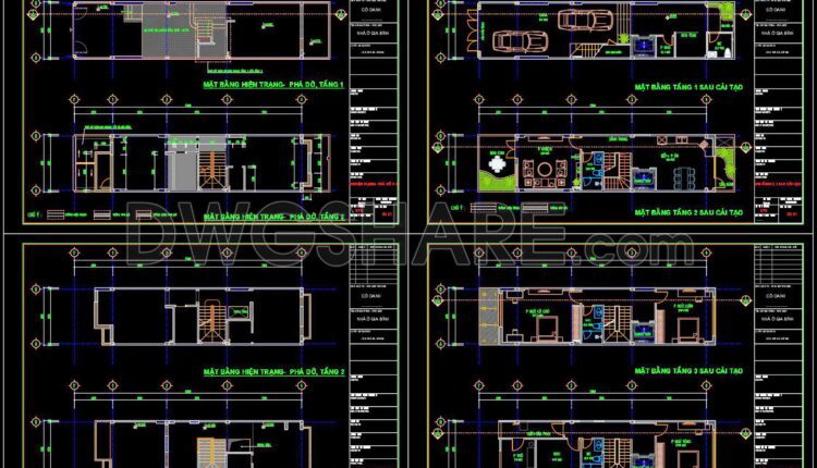 420. Free Download Cad Design Drawings For A 4-story House With Dimensions 4.4m X 17.6m (1)