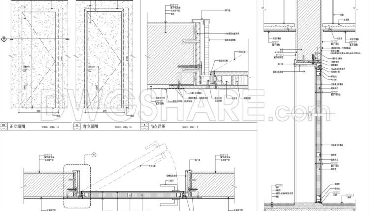 727. Free Download Of Detailed Technical Cad Drawings For Concealed Frame Door Construction (1)