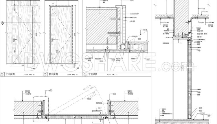 727. Free Download Of Detailed Technical Cad Drawings For Concealed Frame Door Construction (3)