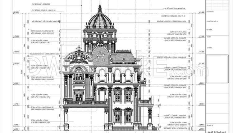 754. Free Download Architectural Pdf Drawings For A 4-story European Classic Style House (dimensions 15.6m X 17m) (2)