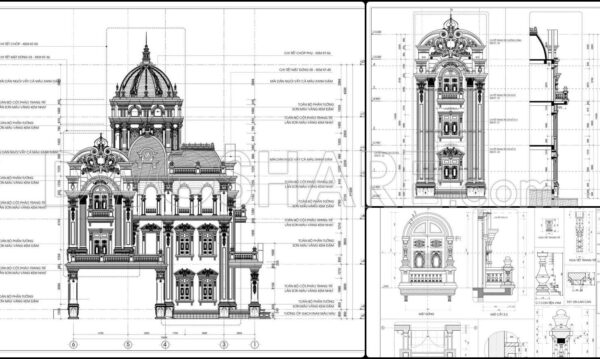 2 years ago
                

                
             4,246754. Free Download Architectural PDF Drawings for a 4-Story European Classic Style House (Dimensions: 15.6m x 17m)