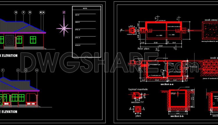 755. Free Download Cad Design Drawings Of A One-story, Four-bedroom House With An 18.3m X 19.5m Floor Plan (4)